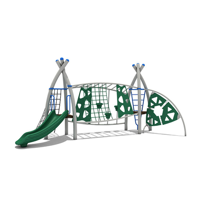 Outdoor Kids Playground Slides Equipment Plastic With Climbing Net